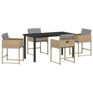 vidaXL Ensemble de salle à manger pour jardin 5 Pièces Beige polyrotin