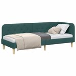 vidaXL Cadre de lit d'angle Vert foncé 80 x 200 cm tissu