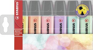 Etui de 6 surligneurs stabilo boss original pastel assortis x 5 stabilo