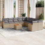 vidaXL Salon de jardin et coussins 11 Pièces mélange beige résine tressée
