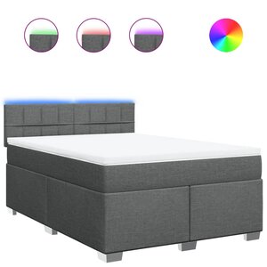 vidaXL Sommier à lattes de lit avec matelas Gris foncé 140x200cm Tissu