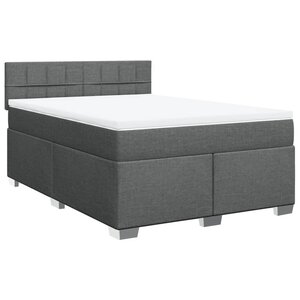 vidaXL Sommier à lattes de lit avec matelas Gris foncé 140x190cm Tissu