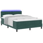 vidaXL Lit à ressort LED avec matelas Vert foncé 140 x 190 cm Velours