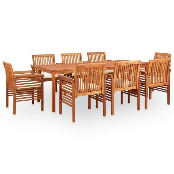 vidaXL Ensemble à manger d'extérieur 9 Pièces et coussins Acacia solide