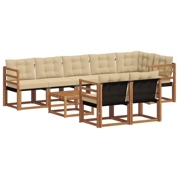 vidaXL Ensemble de canapés d'extérieur 9 pc Naturel et Beige