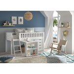Lit Mi-Hauteur Scott Un Bureau  Commode 4 Tiroirs Blanc