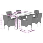 vidaXL Ensemble à manger de jardin et coussins 7Pièces marron rotin verre