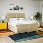 vidaXL Sommier à lattes de lit avec matelas Crème 200x200 cm Tissu