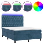 vidaXL Sommier à lattes de lit matelas et LED Bleu foncé 140x200 cm