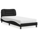 vidaXL Lit avec matelas noir et blanc 90x190 cm similicuir