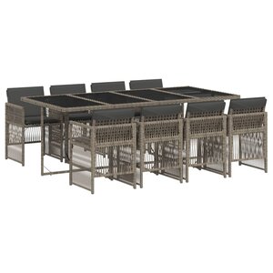 vidaXL Ensemble à manger de jardin 9 Pièces coussins gris résine tressée