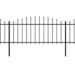 vidaXL Clôture de jardin à dessus en lance Acier (0 5-0 75)x5 1 m Noir