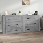 vidaXL Buffets 2 Pièces sonoma gris bois d'ingénierie