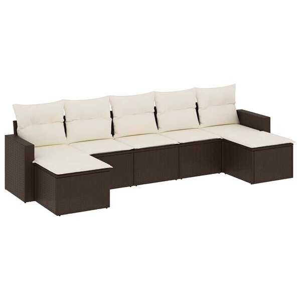 vidaXL Salon de jardin avec coussins 7 Pièces marron résine tressée