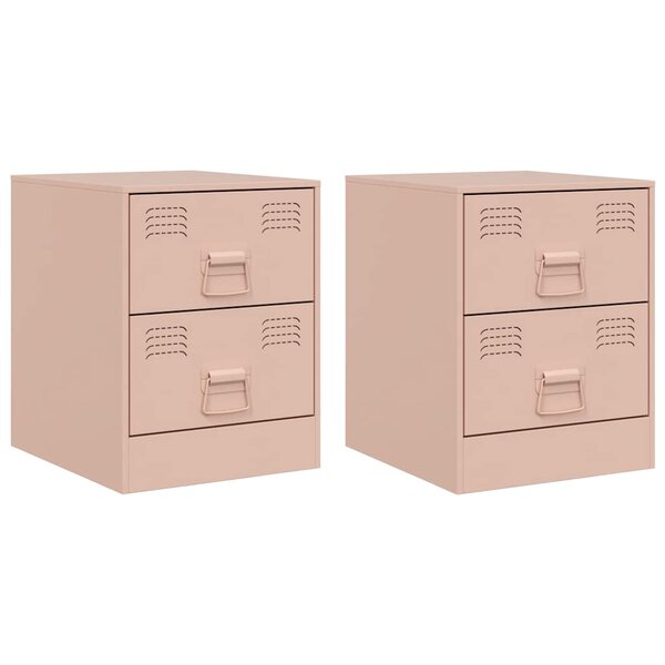 vidaXL Tables de chevet 2 Pièces rose 34 5x39x44 cm acier