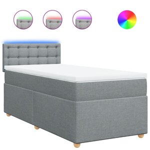 vidaXL Sommier à lattes de lit avec matelas Gris clair 100x200cm Tissu