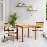 vidaXL Ensemble de salle à manger pour jardin 3 Pièces Noir Poly rotin