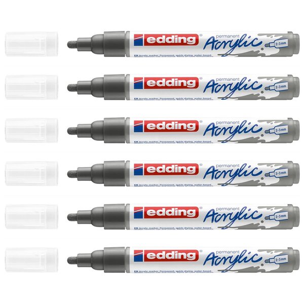 Marqueur Acrylique Moyen 5100 Anthracite Pointe Ronde 2-3 mm x 6 EDDING
