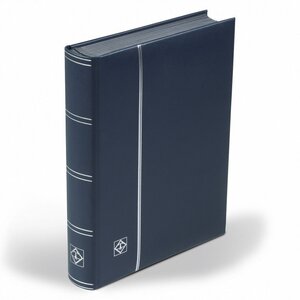 Classeur Leder cuir véritable 64 pages noires pour timbres. Couleur - Bleu