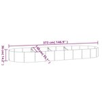 vidaXL Lit surélevé de jardin Acier galvanisé 373x140x36cm gris