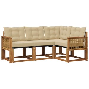 vidaXL Ensemble de canapés d'extérieur 4 pc Naturel et Beige