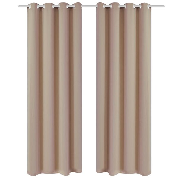 vidaXL Rideau occultant 2 Pièces avec œillets métalliques 135x175cm Crème