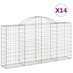 vidaXL Paniers à gabions arqués 14 Pièces 200x30x100/120 cm Fer galvanisé