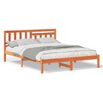 vidaXL Cadre de lit Marron cire 150 x 200 cm Bois massif en pin