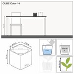 Lechuza jardinière de table cube color 14 all-in-one anthracite
