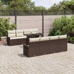 vidaXL Ensemble de canapé de jardin 9 Pièces Marron Poly rotin
