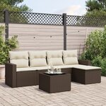 vidaXL Salon de jardin avec coussins 6 Pièces marron résine tressée