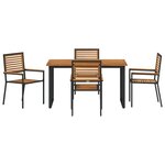 vidaXL Ensemble de salle à manger pour jardin 5 Pièces Noir