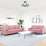 vidaXL Ensemble de canapés 2Pièces et coussins et traversins rose velours