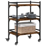 vidaXL Chariot de cuisine chêne fumé 50x35x75 5 cm bois d'ingénierie