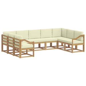 vidaXL Ensemble de canapés d'extérieur 9 Pièces Blanc et crème