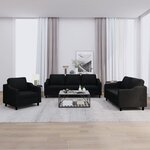 vidaXL Ensemble de canapés 3 Pièces avec coussins Noir Tissu