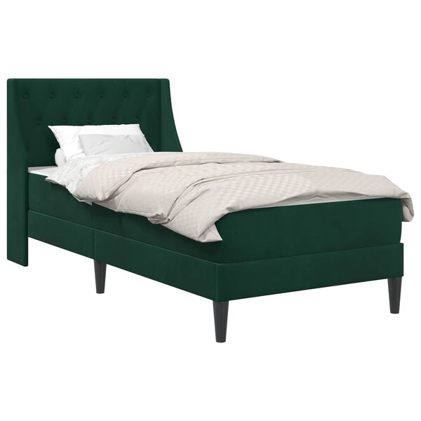 vidaXL Cadre de lit avec matelas Vert foncé 80 x 200 cm Velours