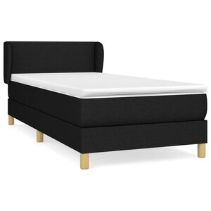 vidaXL Sommier à lattes de lit avec matelas Noir 90x200 cm Tissu