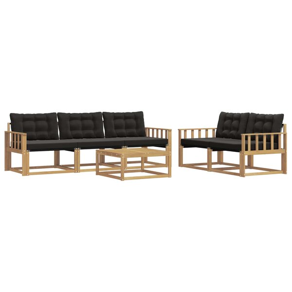 vidaXL Ensemble de canapés d'extérieur 6 pc Blanc et noir
