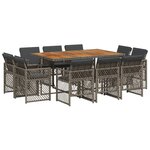 vidaXL Ensemble à manger de jardin 11Pièces avec coussins gris poly rotin