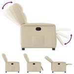 vidaXL Fauteuil inclinable Crème Tissu