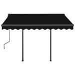 vidaXL Auvent manuel rétractable avec LED 3 5x2 5 m Anthracite