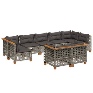 vidaXL Salon de jardin 9 Pièces avec coussins gris résine tressée
