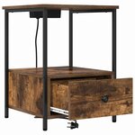 vidaXL Table de nuit avec station de chargement avec tiroir Chêne fumé