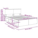 vidaXL Cadre de lit Chêne fumé 150 x 200 cm Bois d'ingénierie