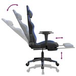 vidaXL Chaise de jeu avec repose-pied Noir et bleu Similicuir
