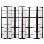 Paravent bois 6 pans - noir