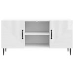 vidaXL Meuble TV Blanc brillant 102 x 34 5 x 50 cm Bois d'ingénierie