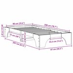 vidaXL Cadre de lit en pin massif 90x200 cm couleur brun ciré