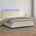vidaXL Sommier à lattes de lit avec matelas et LED Crème 200x200 cm